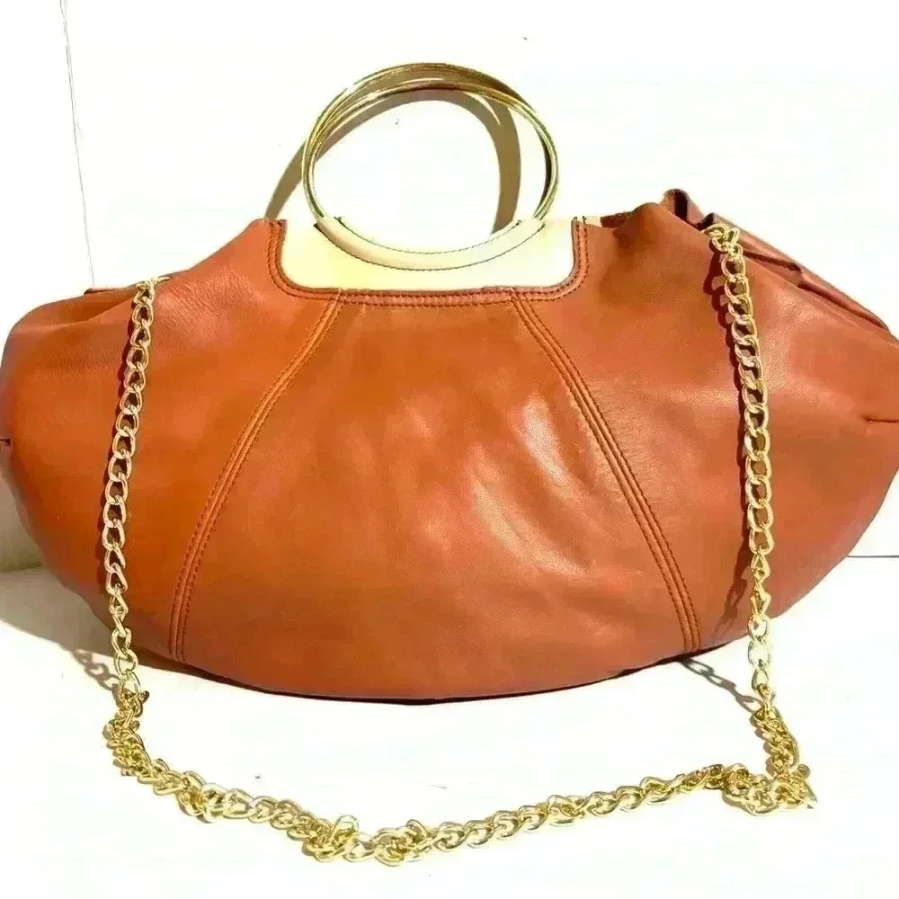 Falor brown leather shoulder handbag